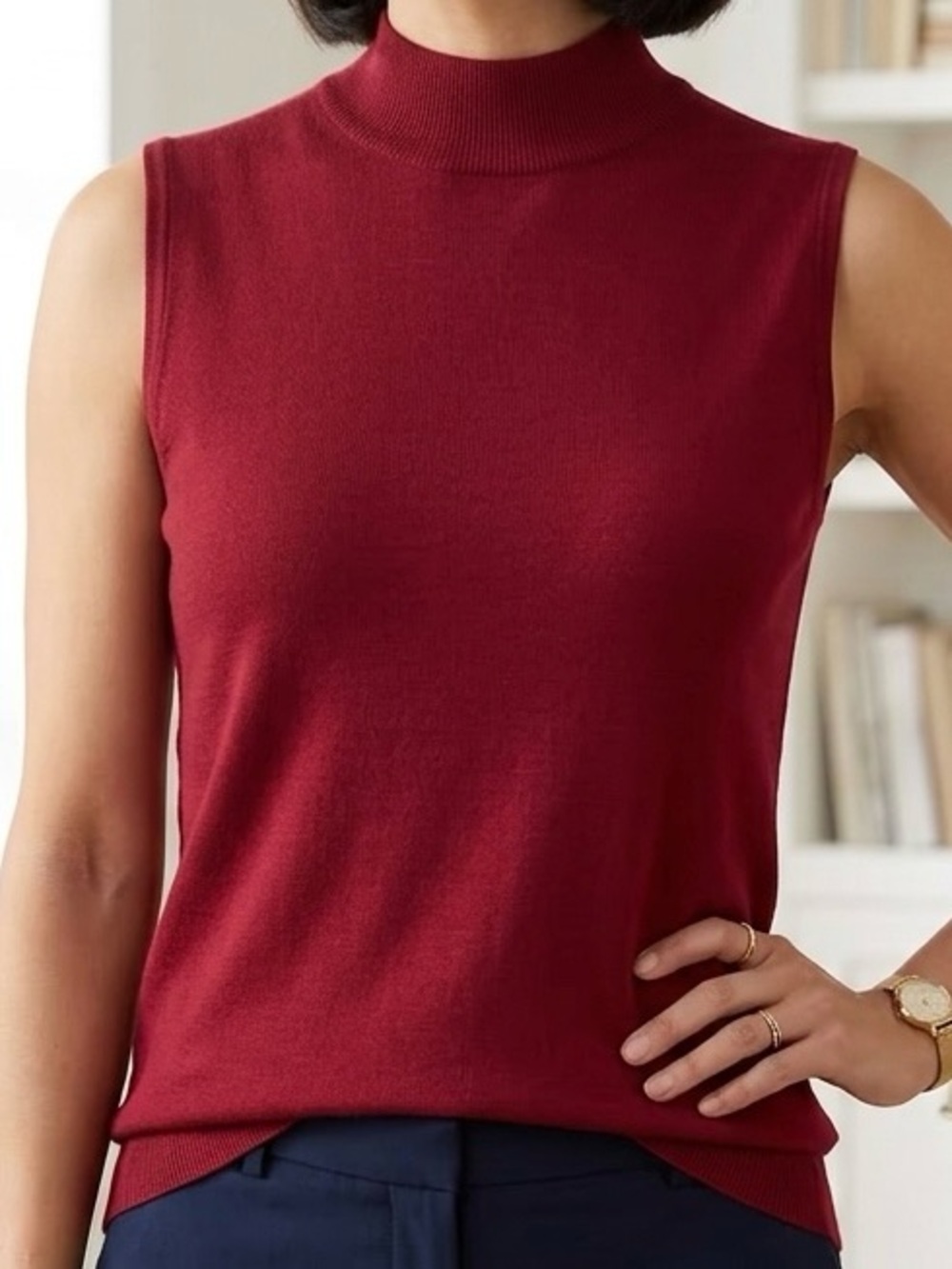 Nainbocher Women's Sleeveless Silk Blend Tank Top - Deep Raspberry